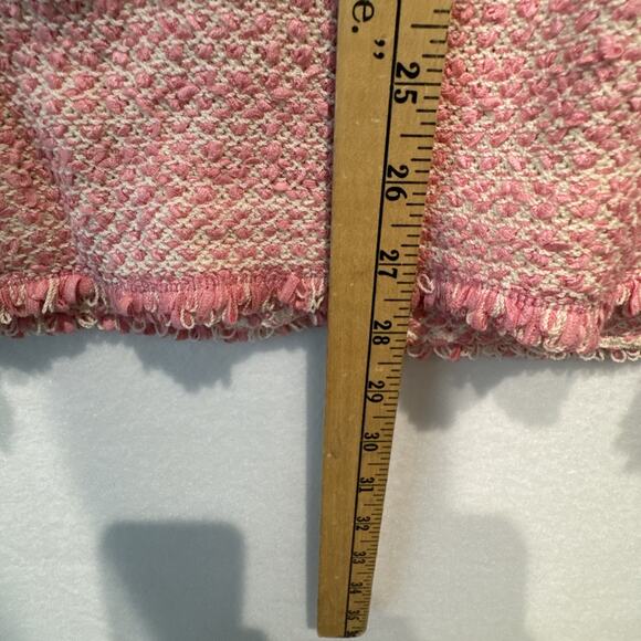 St John Collection Boucle Knit Suit Pink Size 10 Fringed - Picture 6 of 10